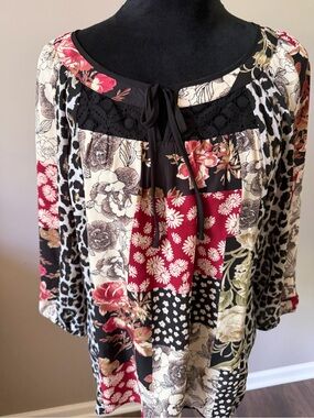 Hope Springs Boho-Inspired Pattern Mix Multicolor 3/4 Sleeves Large